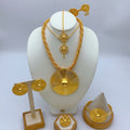 Ethiopian 24k Plated Gold 6PCS Jewelry Set For Woman's African Indian Big Pendant Necklace Wedding Engagement Gifts