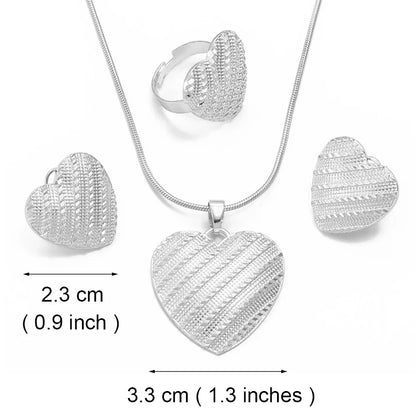 Square Heart Ethiopian Jewelry Set Pendant Necklaces Earrings Rings African Eritrean Habesha Dubai Weeding Gifts