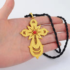 7.6CM Ethiopian Big Cross Pendant Black Rope for Women ,Eritrean Wedding Jewelry African Crosses