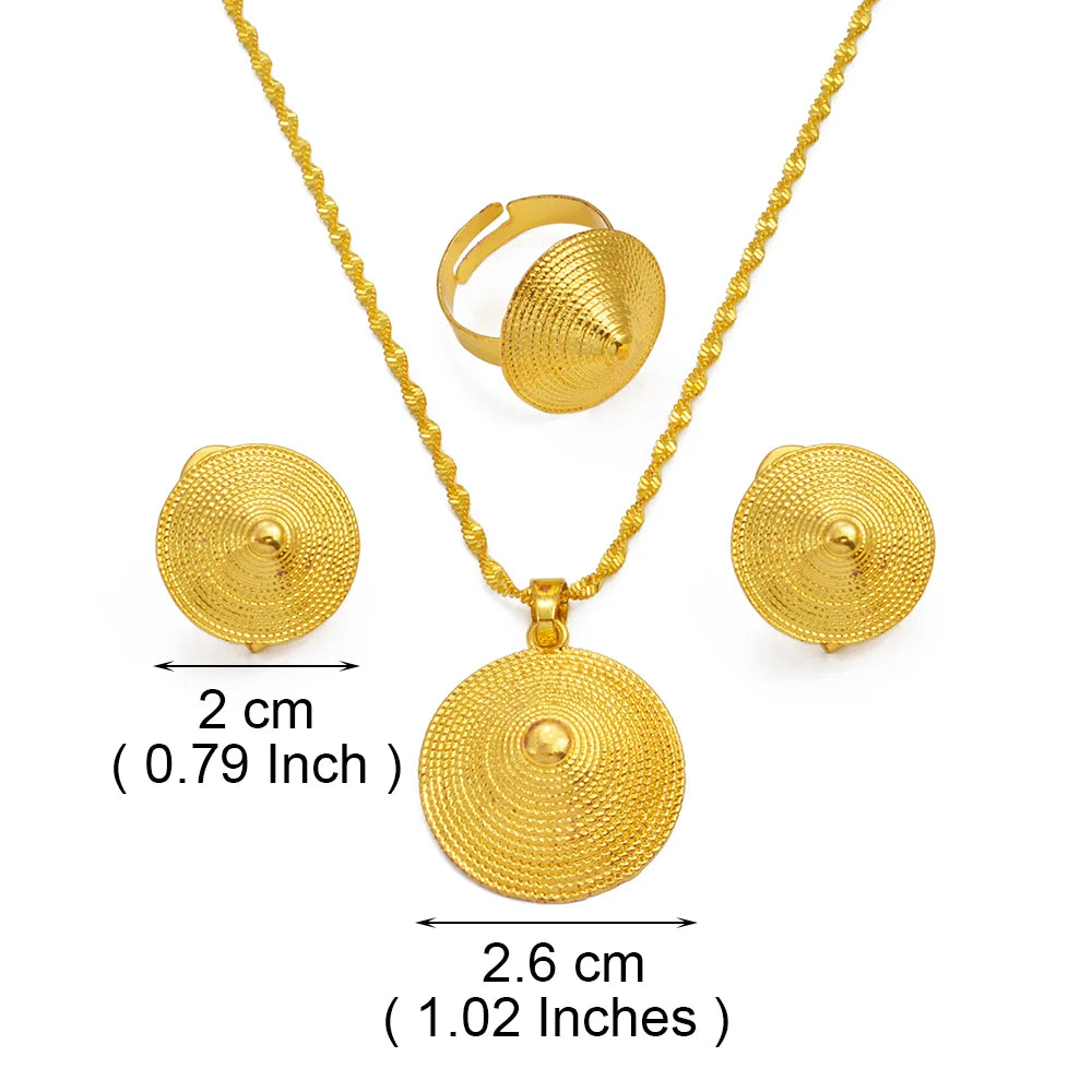 Ethiopian Eritrea Small Size Jewelry Sets Necklace Earrings for Women  Africa Birthday Party Gifts