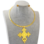 BIG SIZE PENDANT Chokers Collar and 1CM Small Earrings Ethiopian Jewelry sets Eritrean African Habesha