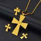 African Ethiopian Cross Jewelry Sets for Women Gold Color Necklaces Earrings Rings