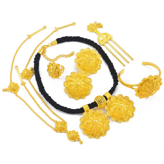 Ethiopian Jewelry sets Necklaces Earrings Ring Bracelets Hairpins Head Chains African Eritrean Wedding Productss