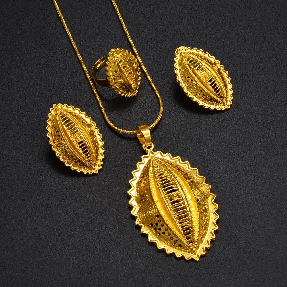Eritrean Ethiopian Culture Ethnic Traditional Jewelry For Wedding Engagement sets Gold Color Africa Goods