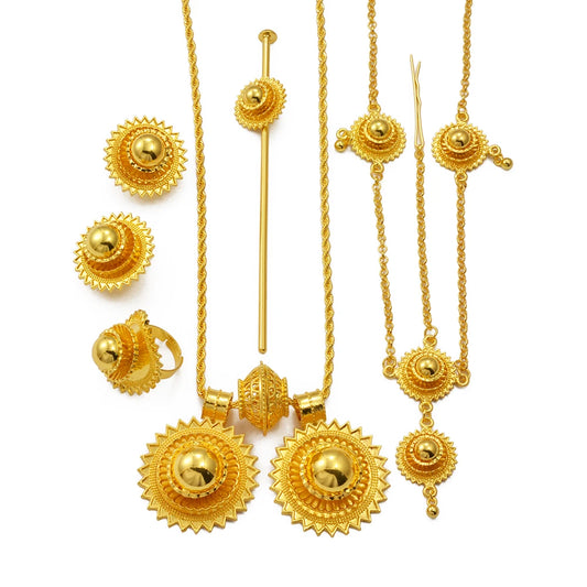 Round Ethiopian Traditional Wedding Jewelry Sets for Bride Woman  Eritrean Habesha African Party Accessories