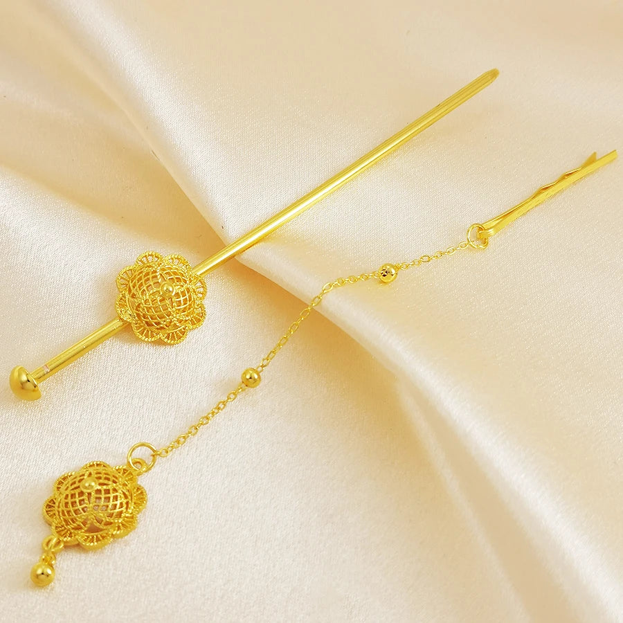 Luxury Gold Plated Filigree Jewelry Set Ethiopian Traditional Bib Necklace Bangle Earrings Ring for Women Wedding Gift