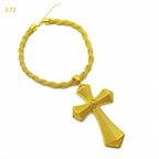 Ethiopian Cross Pendant Twisted Chain for Women Man African Wedding Party Gold Color Eritrea Jewelry Cross Gift