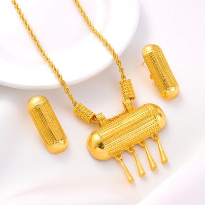 Vintage Gold Plated Ethiopian Cute Earrings/Pendant/Ring Jewelry Sets Africa Bride Wedding Eritrea Classic Gifts