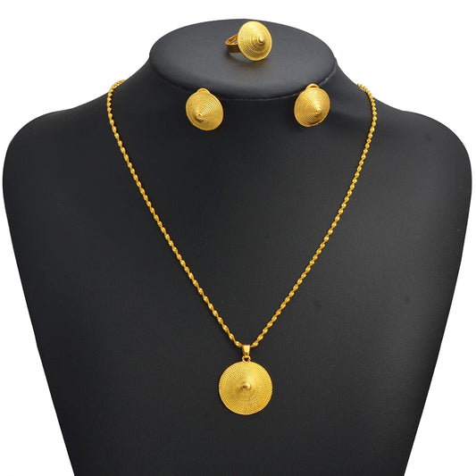 Ethiopian Eritrea Small Size Jewelry Sets Necklace Earrings for Women  Africa Birthday Party Gifts