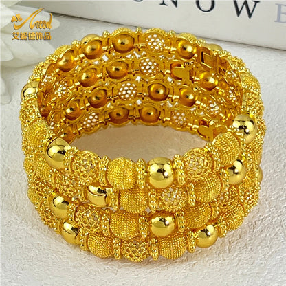Luxury Gold Color Bangles For Women Bridal Charm Bracelet Wedding Gift Jewelry Party