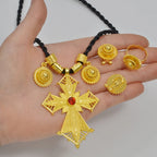 African Cross Necklaces Earrings Ring Jewelry Sets Ethiopian Eritrean Engagement Ornament
