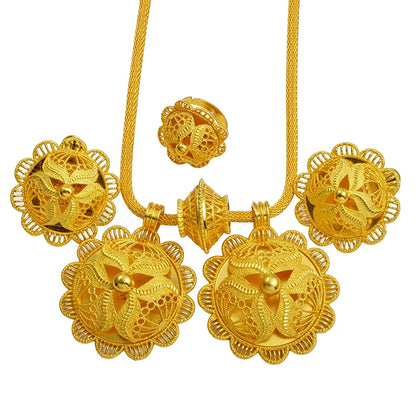Ethiopian Jewelry Sets Necklace Earrings Ring African Traditional Bridal Set Habesha Eritrea Wedding Sudan