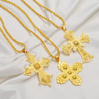 Ethiopian Cross Pendant Necklaces for Women  Gold Color Habesha Eritrean African Ethnic Traditional Jewelry