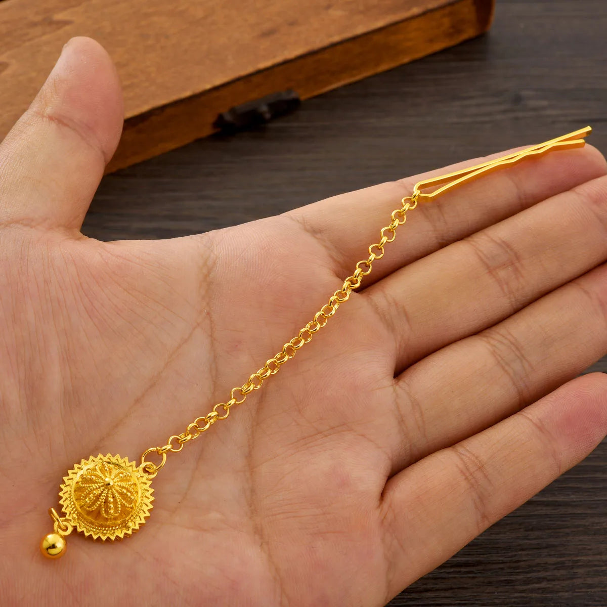 Golden Color Ethiopian Classic Jewelry Round/Geometry Head Chain Dubai Wedding Bride Gifts #103