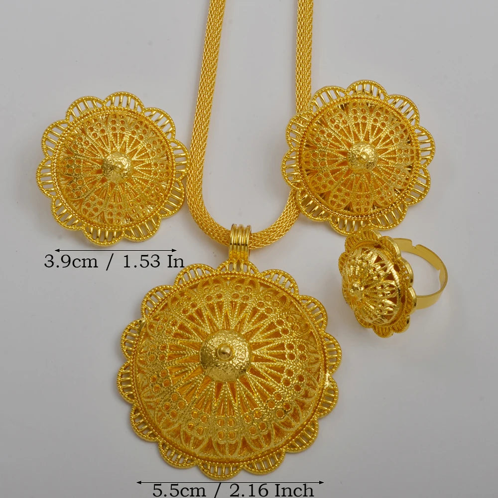 Ethiopian Jewelry Sets Necklace Earrings Ring African Traditional Bridal Set Habesha Eritrea Wedding Sudan