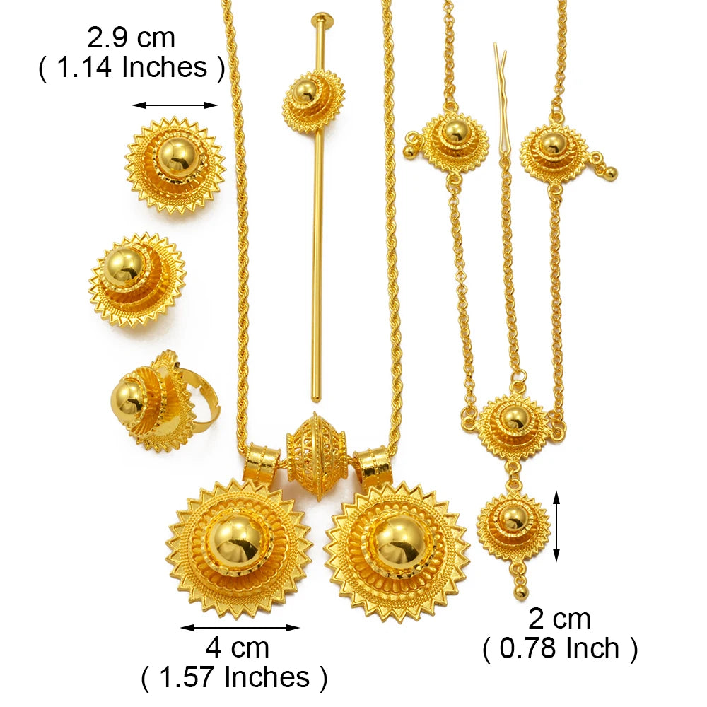 Round Ethiopian Traditional Wedding Jewelry Sets for Bride Woman  Eritrean Habesha African Party Accessories