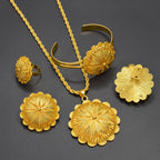 Big Pendant Necklace Earrings Bracelet Rings African Ethiopian Jewelry Sets Eritrean Arabic Wedding Decor