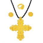 Ethiopian Large Pendant Necklaces Earrings Ring Gold Color Jewelry sets African Eritrean Traditional Ethnic Goods