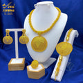 Luxury Ethiopian 24k Gold Color Twisted Necklace And Earrings Jewelry Sets For Women Dubai Indian Bridal Set Wedding