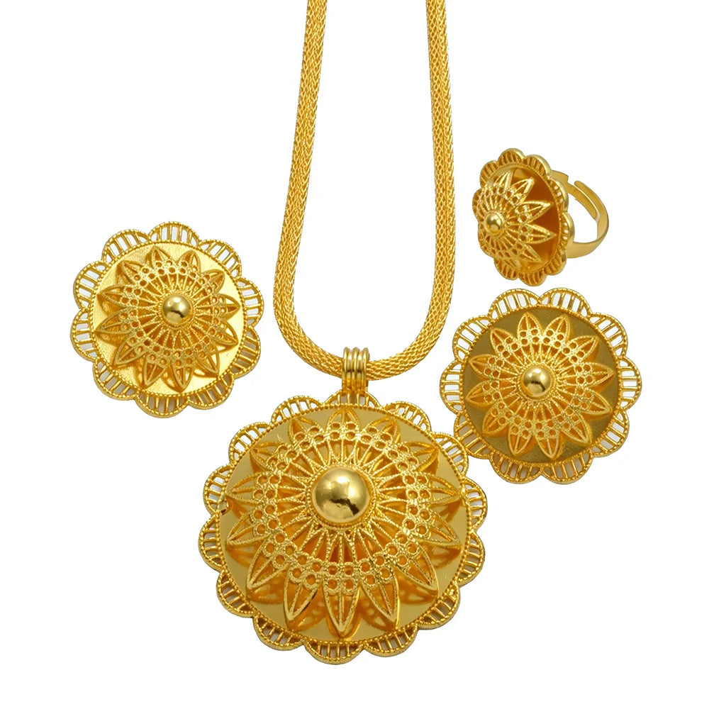 Ethiopian Jewelry Sets Necklace Earrings Ring African Traditional Bridal Set Habesha Eritrea Wedding Sudan