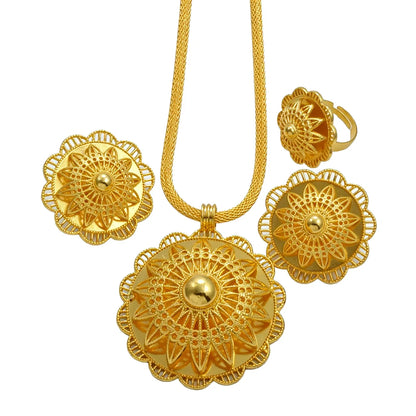 Ethiopian Jewelry Sets Necklace Earrings Ring African Traditional Bridal Set Habesha Eritrea Wedding Sudan