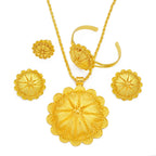 Big Pendant Necklace Earrings Bracelet Rings African Ethiopian Jewelry Sets Eritrean Arabic Wedding Decor