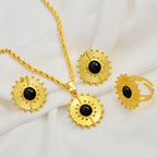 Ethiopian Eritrea Round Jewelry Sets With Pearl Necklace Earrings Rings for Women  African Brides Accessories