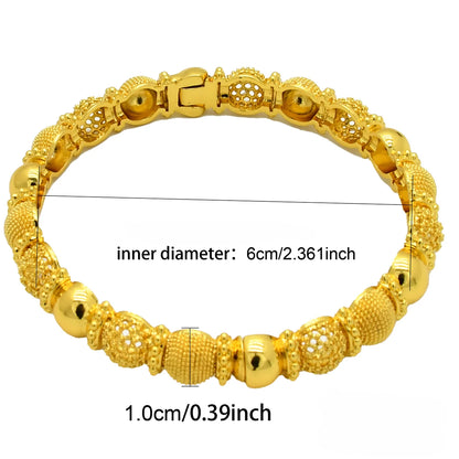 Luxury Gold Color Bangles For Women Bridal Charm Bracelet Wedding Gift Jewelry Party