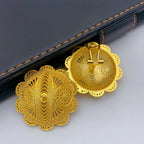 Luxury Ethiopian 24k Gold Color Twisted Necklace And Earrings Jewelry Sets For Women Dubai Indian Bridal Set Wedding