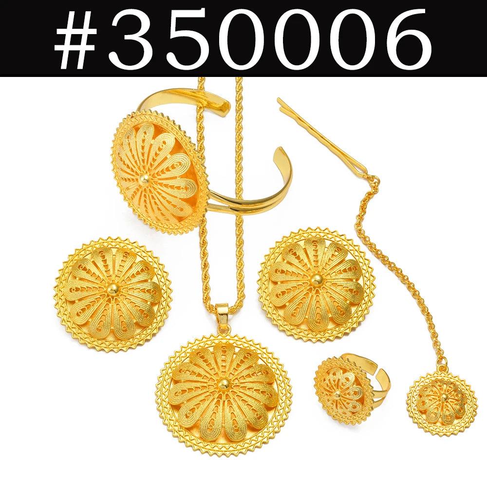 Ethiopian Round Jewelry Sets Ethnic Wedding Women Eritrean Habesha African Birthday Party Accessories