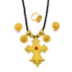 African Cross Necklaces Earrings Ring Jewelry Sets Ethiopian Eritrean Engagement Ornament