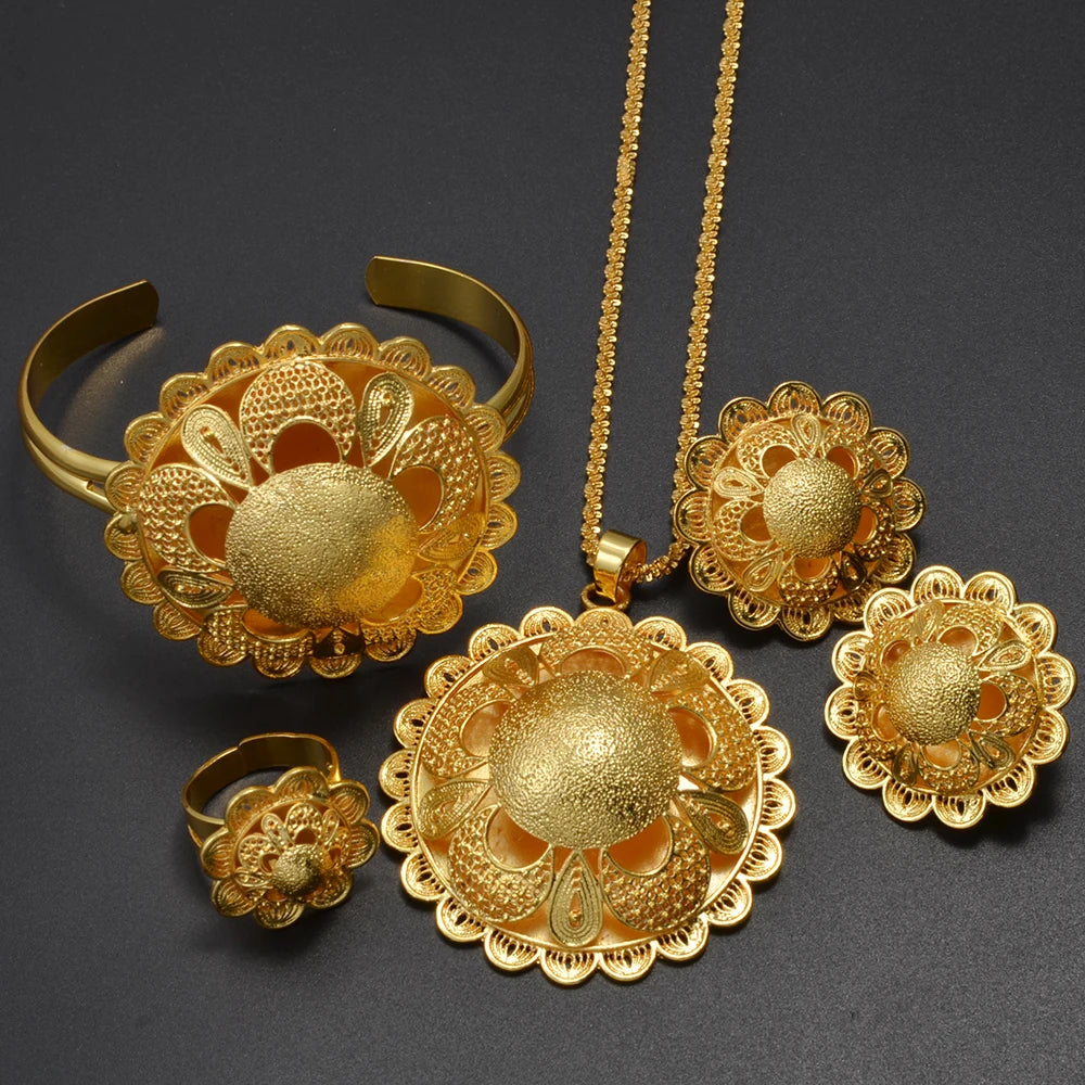 Ethiopian Jewelry Sets Necklace Earrings Bracelets Ring African Wedding Habesha Eritrea Traditional