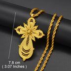 Ethiopian Gold Color Cross Charms Pendant Necklaces African Jewelry Eritrean Anniversary Accessories