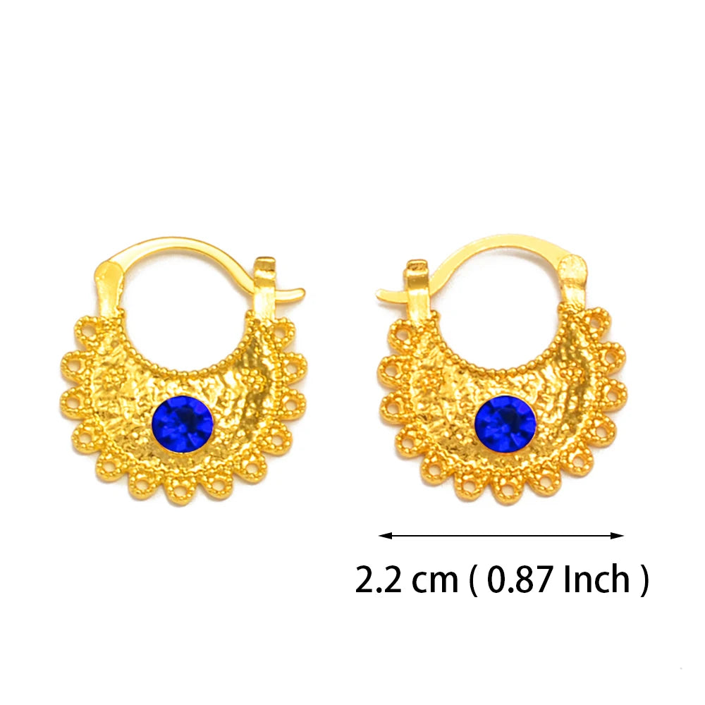 Small Stud Earrings With Rhinestone Ethiopian Eritrean African Jewelry Women