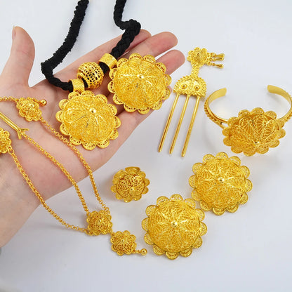 Ethiopian Jewelry sets Necklaces Earrings Ring Bracelets Hairpins Head Chains African Eritrean Wedding Productss
