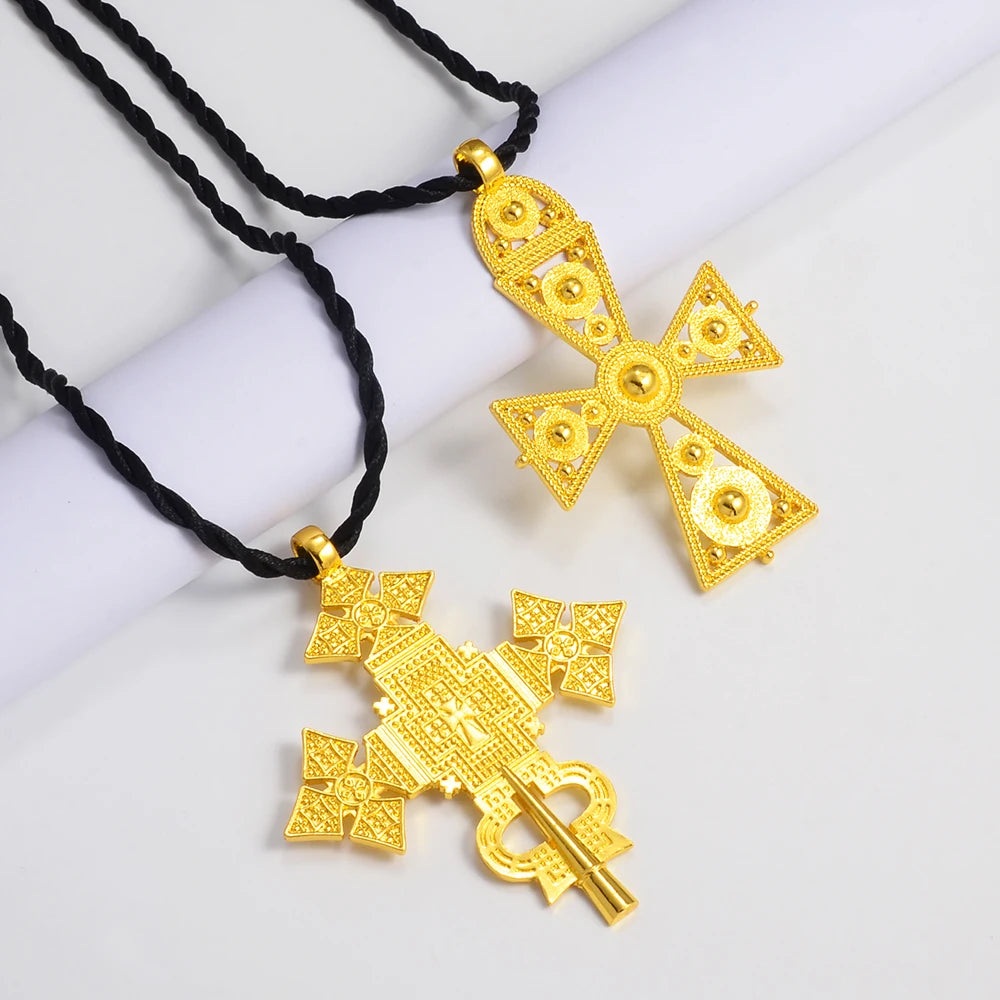 Large Cross Ethiopian Eritrean Big Pendant RopeTraditional Ornaments Habesha Jewelry
