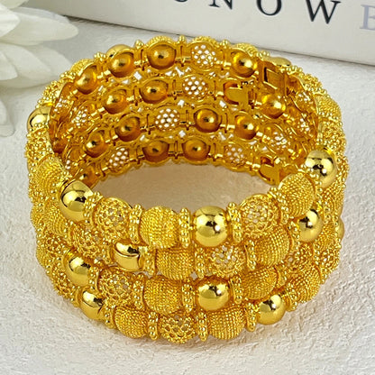 Luxury Gold Color Bangles For Women Bridal Charm Bracelet Wedding Gift Jewelry Party