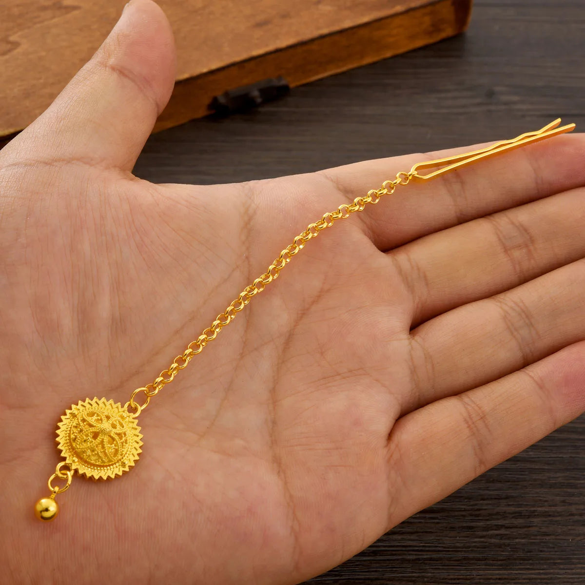 Golden Color Ethiopian Classic Jewelry Round/Geometry Head Chain Dubai Wedding Bride Gifts #103