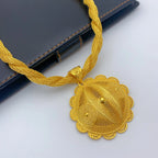 Luxury Ethiopian 24k Gold Color Twisted Necklace And Earrings Jewelry Sets For Women Dubai Indian Bridal Set Wedding