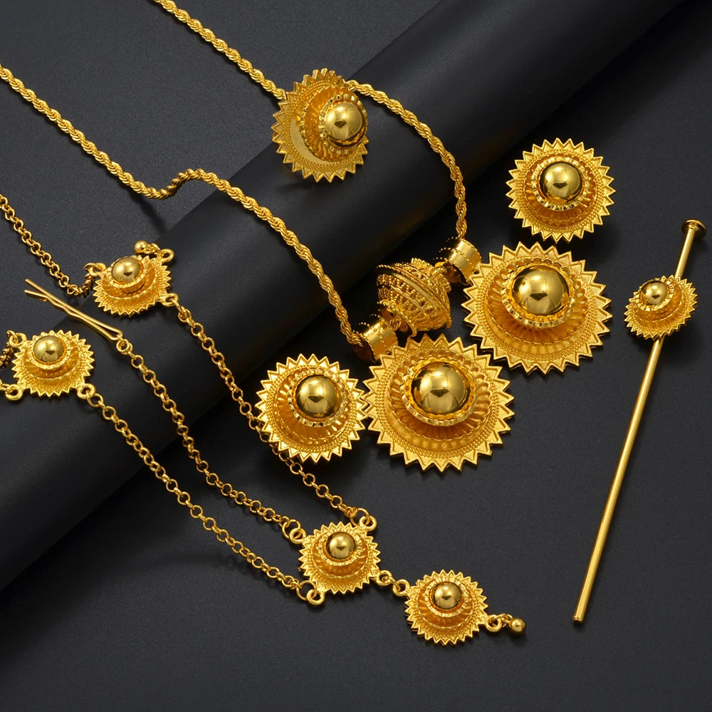 Round Ethiopian Traditional Wedding Jewelry Sets for Bride Woman  Eritrean Habesha African Party Accessories
