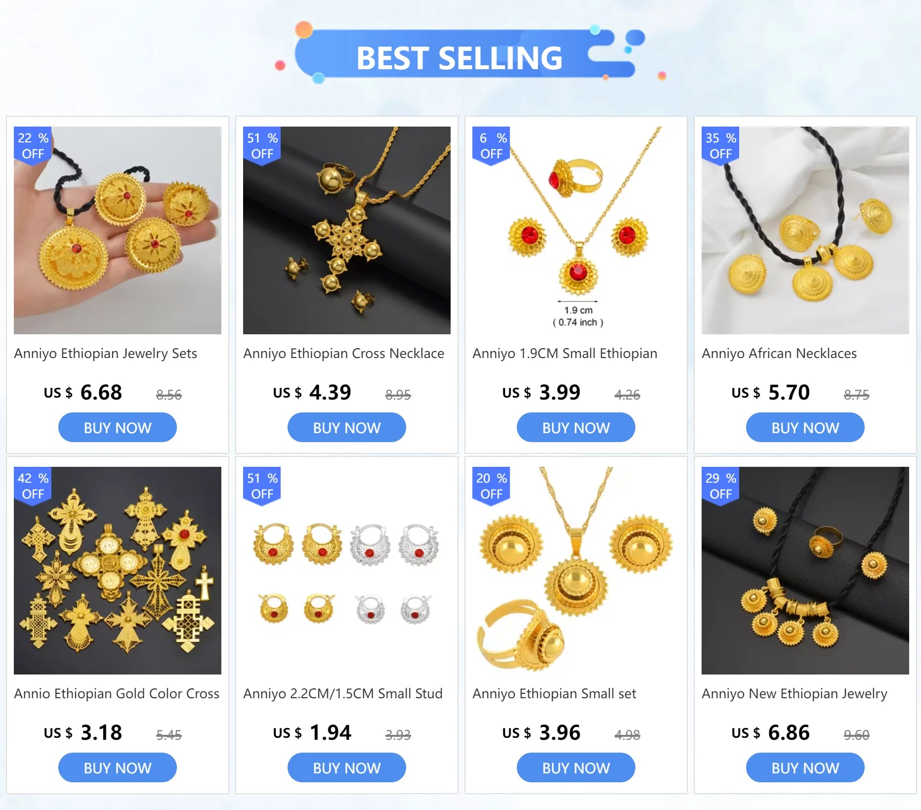 DIY Rope Chain Ethiopian Jewelry Set Gold Color Eritrea Ethnic Style Habesha Pendant Earrings Ring