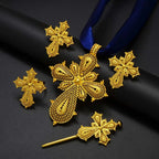 Ethiopian Cross Jewelry sets Silver/Gold Color Necklaces Earrings Ring Hairpin Eritrean African Ethnic Wedding