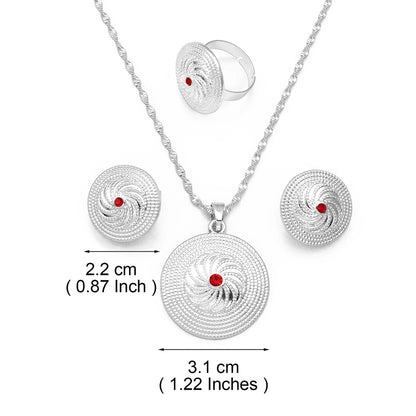 Ethiopian Culture Pendant Necklace Earrings Ring Women Silver/Gold Color Eritrea African Engaged Jewelry