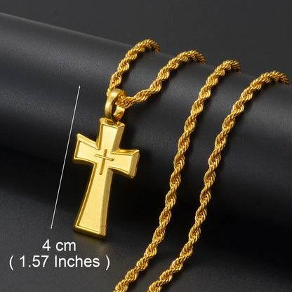 Ethiopian Gold Color Cross Charms Pendant Necklaces African Jewelry Eritrean Anniversary Accessories