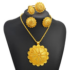 Big Pendant Necklace Earrings Bracelet Rings African Ethiopian Jewelry Sets Eritrean Arabic Wedding Decor