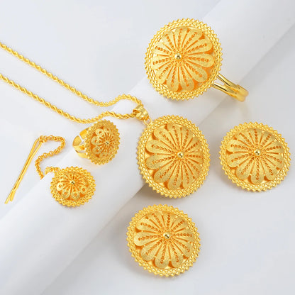 Ethiopian Round Jewelry Sets Ethnic Wedding Women Eritrean Habesha African Birthday Party Accessories