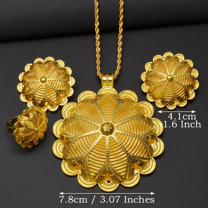 Pendant Necklace Earrings Rings African Jewelry Sets Eritrean Arab Wedding Gifts Women Mama
