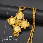 Ethiopian Gold Color Cross Charms Pendant Necklaces African Jewelry Eritrean Anniversary Accessories