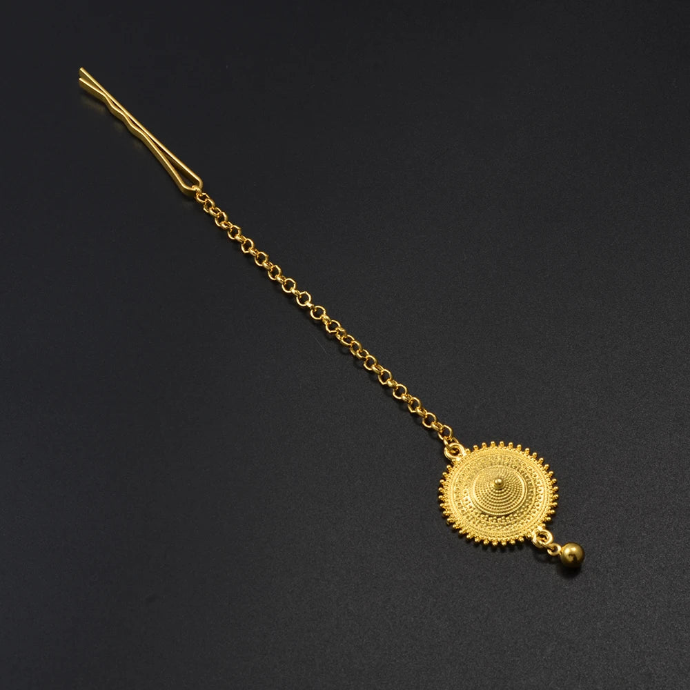 Ethiopian Eritrean Habesha for Women  African Gold Color Ethnic Hair Jewelry Forehead-Chain