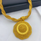 Luxury Ethiopian Round Necklace And Earrings Jewelry Sets For Women Dubai Indian Bridal 24k Gold Color Set Wedding Party Gifts